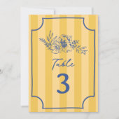 ボタニカルフローライエローストライプ結婚ズ 招待状 (正面)