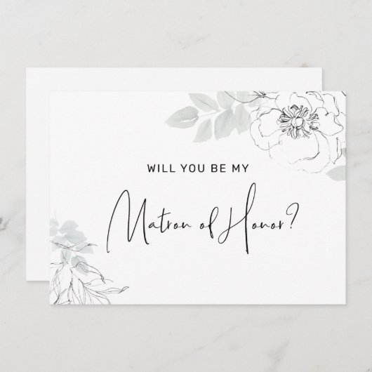 ボタニカルフローライラストレーションマトロンの名誉カード サンキューカード (正面/裏面)