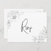 ボタニカルフローライラストレーションリマインダーRSVP インビテーションポストカード (正面/裏面)