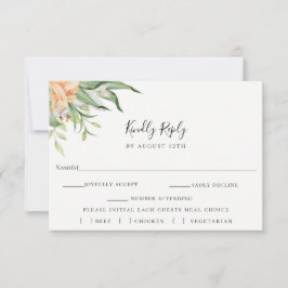 ボタニカルフローラウェディングRSVP食事選択カード 出欠カード