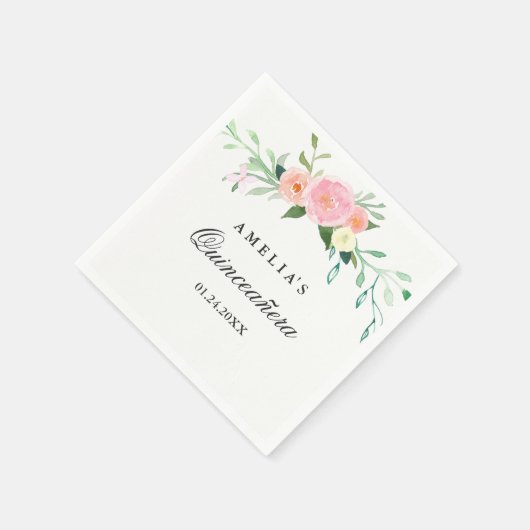 ボタニカルフローラウォーターカラーキンセアニェラナプキン スタンダードカクテルナプキン (角)