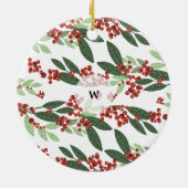 ボタニカルフローラエレガンスクリスマスフォト セラミックオーナメント (裏面)
