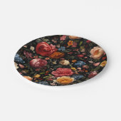 ボタニカルフローラオランダバロックファインアートブラック ペーパープレート (アングル)