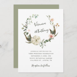 ボタニカルフローラガーデンエレガントリース結婚ズ 招待状
