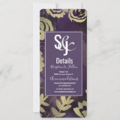 ボタニカルフローラガーデンバラ金ゴールドパープル結婚ズ 招待状 (正面)