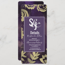 ボタニカルフローラガーデンバラ金ゴールドパープル結婚ズ 招待状