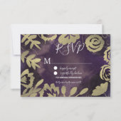 ボタニカルフローラガーデンバラ金ゴールドパープル結婚ズ 招待状 (正面)