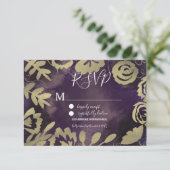 ボタニカルフローラガーデンバラ金ゴールドパープル結婚ズ 招待状 (スタンド正面)