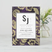 ボタニカルフローラガーデンバラ金ゴールドパープル結婚ズ 招待状 (スタンド正面)