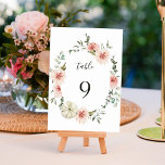 ボタニカルフローラガーデンリースウォーター結婚カラー テーブルナンバー<br><div class="desc">このテーブ結婚ル番号は、水色赤面ピンクの庭のバラ、ダリア、緑のと白いカボチャのリースを葉特徴。このデザインの詳細なカスタマイズについてクリックは、青色のデザインツールボタンをクリック。一致するアイテムも利用可能である。</div>