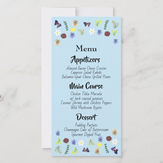 ボタニカルフローラガーデン結婚ブルーのメニュー (正面)