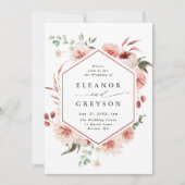 ボタニカルフローラガーデン結婚ヘキサゴン赤面 招待状 (正面)