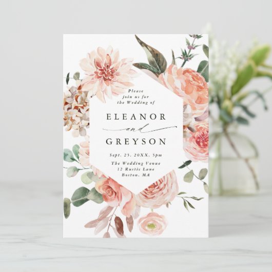 ボタニカルフローラガーデン赤面ヘキサゴン結婚ズ 招待状 (スタンド正面)