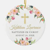 ボタニカルフローラガールフォトバプテスマ《キリスト教》洗礼式や命名式 セラミックオーナメント (正面)