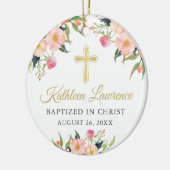 ボタニカルフローラガールフォトバプテスマ《キリスト教》洗礼式や命名式 セラミックオーナメント (左)