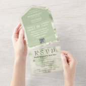 ボタニカルフローラグリーンチャートレイズアイルランドQRコード オールインワン招待状 (貼ってはがせる)