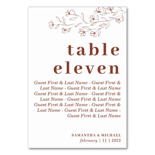 ボタニカルフローラゲストテラコッタインディシート テーブルナンバー (正面)