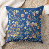 ボタニカルフローラコバルトブルー クッション (ブランケット)