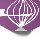 ボタニカルフローラシルエット紫と白 ポスター (角)