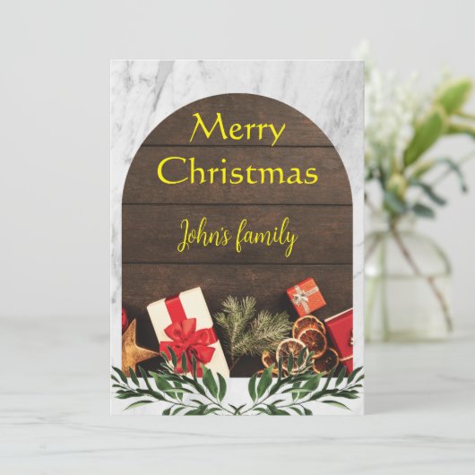 ボタニカルフローラシンプルアーチメリークリスマス シーズンカード (スタンド正面)