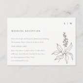 ボタニカルフローラスケッチモノグラムウェディングレセプション エンクロージャーカード (正面)