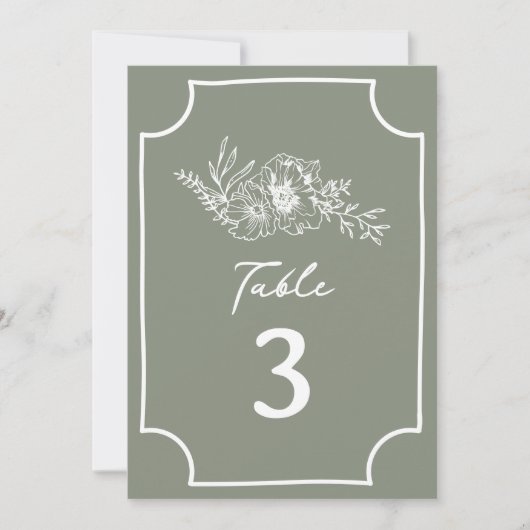 ボタニカルフローラセージ結婚グリーン 招待状 (正面)