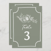 ボタニカルフローラセージ結婚グリーン 招待状 (正面/裏面)