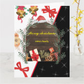 ボタニカルフローラタイポグラフィアーチメリークリスマス カード (黄色い花)