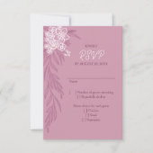 ボタニカルフローラダスティバラ赤面ブルゴーニュ結婚ーズ 出欠カード (正面)