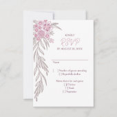 ボタニカルフローラダスティバラ赤面ブルゴーニュ結婚ーズ 出欠カード (正面)