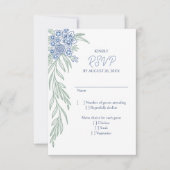 ボタニカルフローラダスティブルーネイビー結婚ズ 出欠カード (正面)
