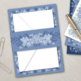 ボタニカルフローラダスティブルーネイビー結婚ズ 招待状ベリーバンド