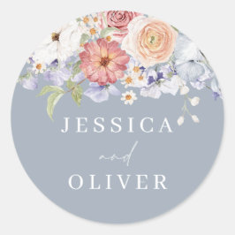 ボタニカルフローラダスティブルー結婚ズ婚約 ラウンドシール