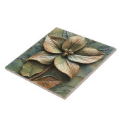 ボタニカルフローラトリリウムフェイクレリーフ、 浮き彫り タイル (側面)