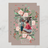 ボタニカルフローラパステルクリスマスホリデイ シーズンカード (正面/裏面)