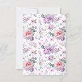 ボタニカルフローラパープルピンクウェディングRSVPカード 出欠カード (裏面)