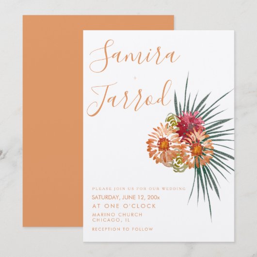 ボタニカルフローラピーチハンドウォーター結婚カラー カード (正面/裏面)