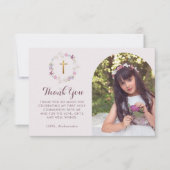 ボタニカルフローラファーストホリーコミュニオンアーチフォト サンキューカード (正面)