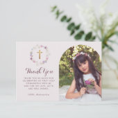 ボタニカルフローラファーストホリーコミュニオンアーチフォト サンキューカード (スタンド正面)