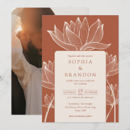 ボタニカルフローラフォトテラコッタ結婚ズ 招待状