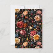 ボタニカルフローラブラックムーディウェディングRSVPカード 出欠カード (裏面)