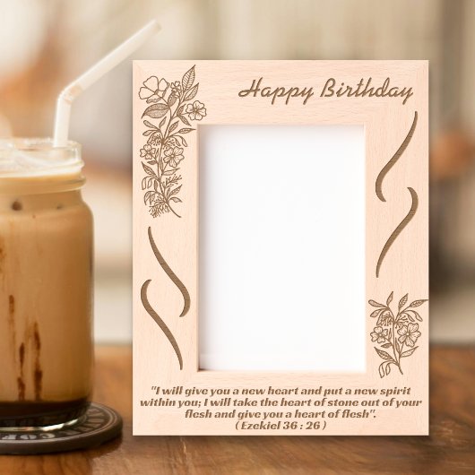 ボタニカルフローラブーケ誕生日聖なる聖書の詩 レーザー彫刻フレーム