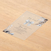 ボタニカルフローラボウウィンターガールベビーシャワー アクリル招待状 (レイダウン)