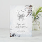 ボタニカルフローラボウウィンターガールベビーシャワー 招待状 (スタンド正面)