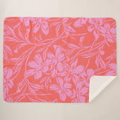 ボタニカルフローラボホアートデザインインピンクと赤 シェルパブランケット (正面(横))