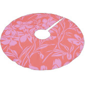 ボタニカルフローラボホアートデザインインピンクと赤 ブラッシュドポリエステルツリースカート (アングル)