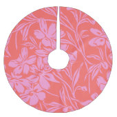 ボタニカルフローラボホアートデザインインピンクと赤 ブラッシュドポリエステルツリースカート (正面)