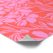 ボタニカルフローラボホアートデザインインピンクと赤 ポスター (角)