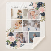 ボタニカルフローラママ写真コラージュ水彩色 シェルパブランケット (正面)