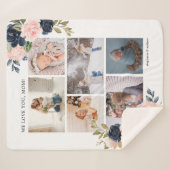 ボタニカルフローラママ写真コラージュ水彩色 シェルパブランケット (正面(横))